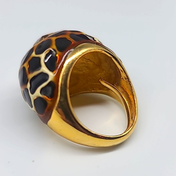 KJL Kenneth Jay Lane Vintage Enamel & Swarovski Crystal Leopard Cocktail ring 💍 - Picture 7 of 13